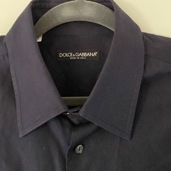 Mens Dolce & Gabbana Button Down Shirt Navy Sz 17/43 - Picture 2 of 6